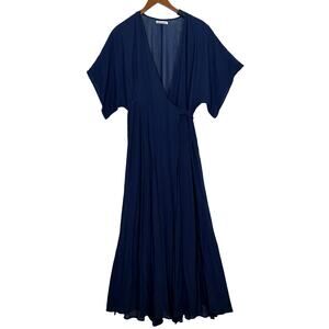 Reformation Winslow Navy Blue Maxi Wrap Dress Women’s Size XL Wedding Formal
